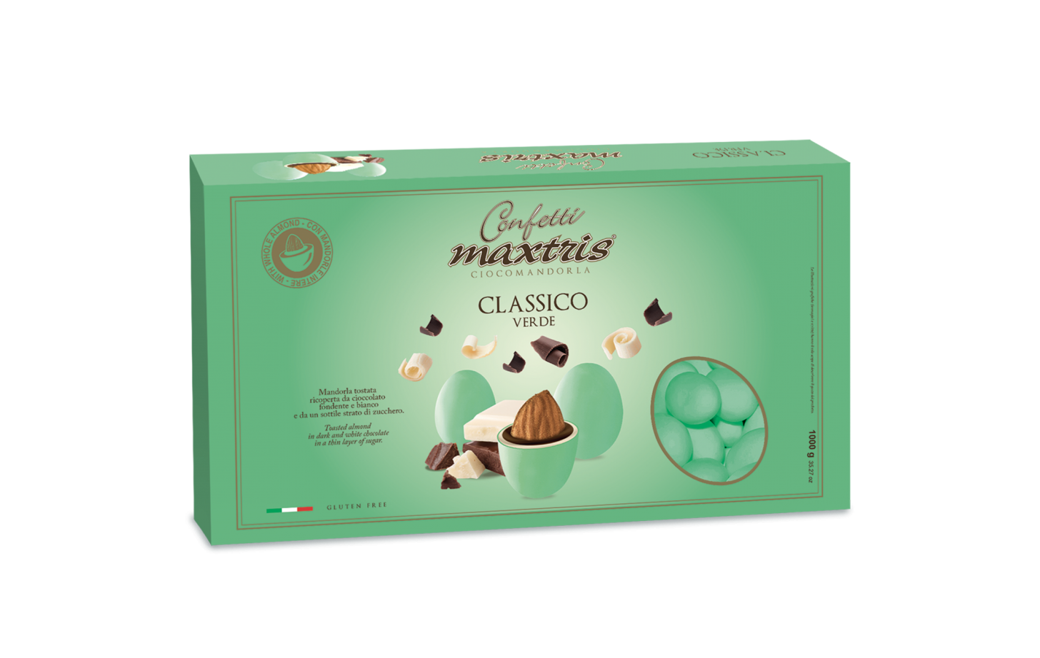 Confetti Maxtris cioccomandorla classici verde 1 kg Maxtris