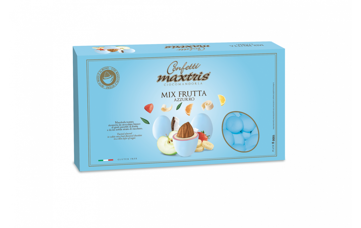 Confetti Maxtris cioccomandorla frutta azzurri 1 kg