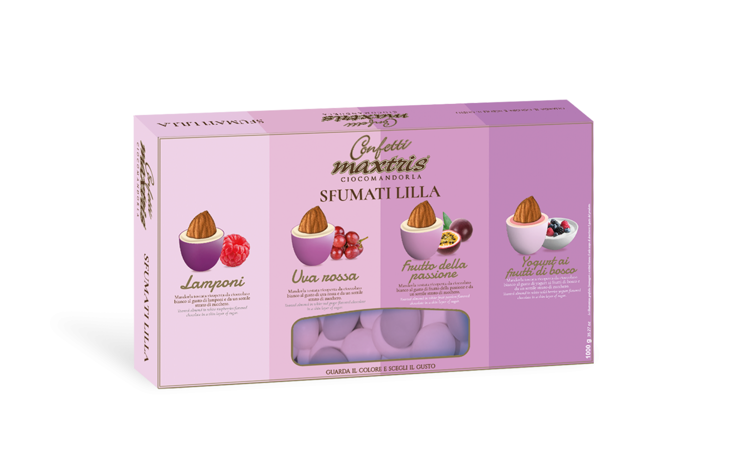 Confetti Maxtris cioccomandorla sfumati lilla 1kg – Miano Cake & Party