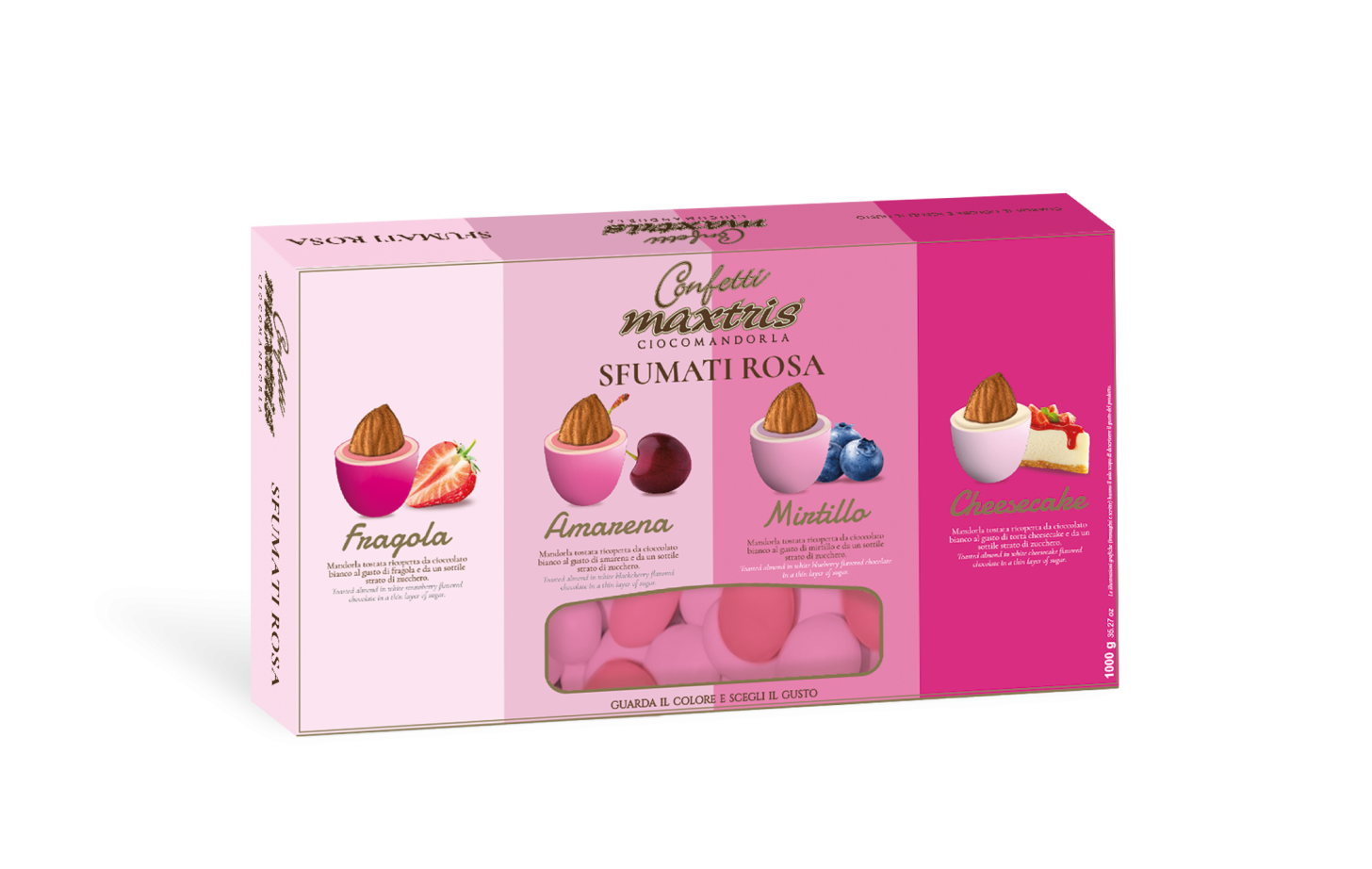 Confetti Maxtris cioccomandorla sfumati rosa 1kg – Miano Cake & Party